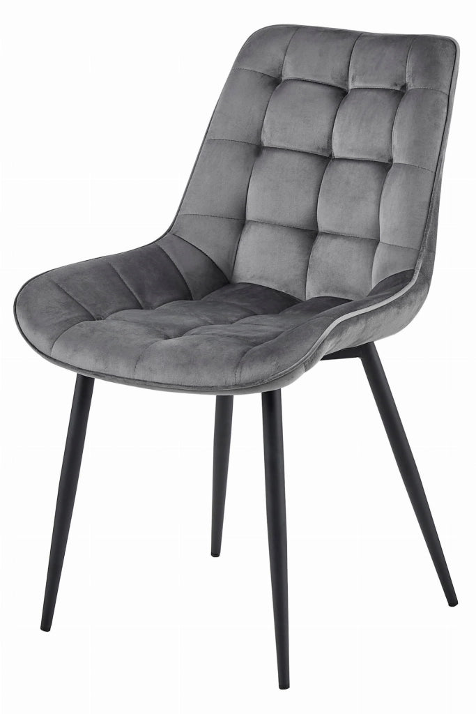 Sedia VALORA BERA - Velluto grigio scuro con gambe nere x 2