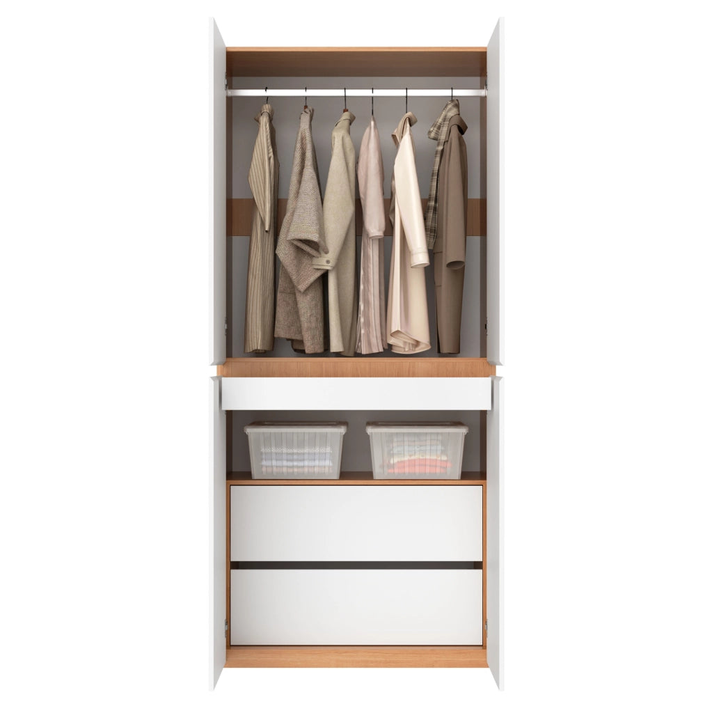 Armadio guardaroba con cassetto portagioie; 90 x 50 x 200 cm; MDF e truciolare; bianco
