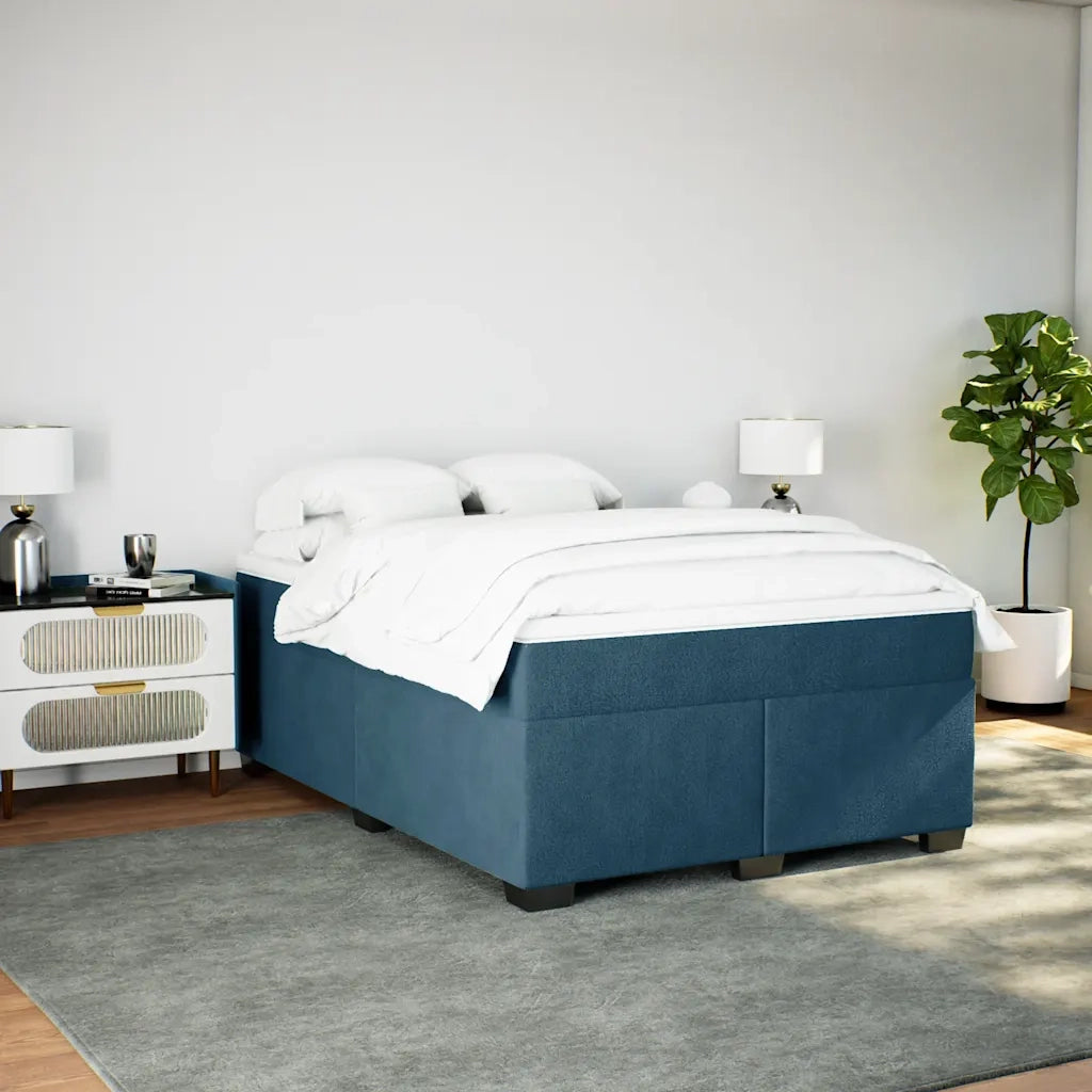 Giroletto a Molle con Materasso Blu Scuro 140x190 cm in Velluto 3285285