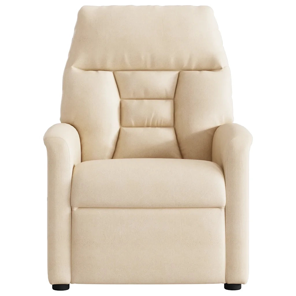 Divano Sedia-Poltrona Reclinabile Elettrica Beige in Tessuto di Microfibra 915279