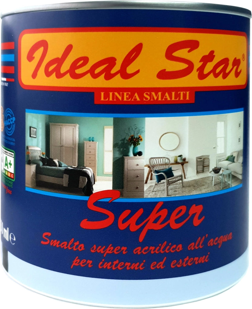 SMALTO ALL'ACQUA 'SUPER' IDEAL STAR 0,750 lt - Nero opaco - IDEAL STAR