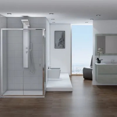 Box doccia angolare 80x100 cm scorrevole in cristallo trasparente Ted