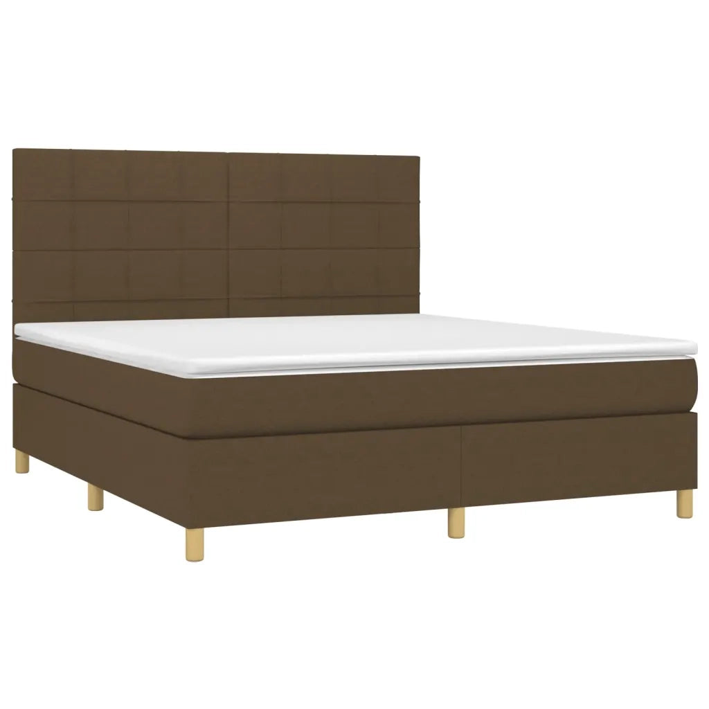 Giroletto a Molle con Materasso Marrone Scuro 160x200cm Tessuto 3142348