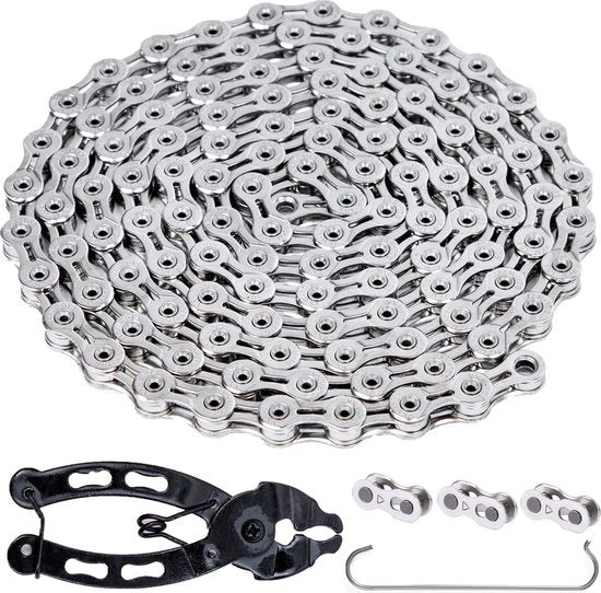 Cingolo per bicicletta 10 velocità, 1/2 x 11/128 pollici, 116 anelli con slottangolo e 3 paia di chiavi per slottangolo.
