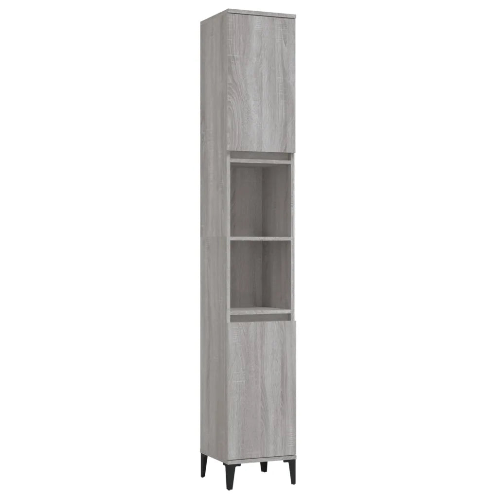 Armadietto Bagno | Armadio da bagno Grigio Sonoma 30x30x190cm in Legno Multistrato