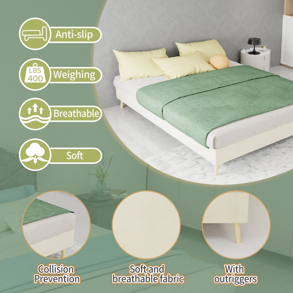 letto tela e metallo beige 140 x 200 cm