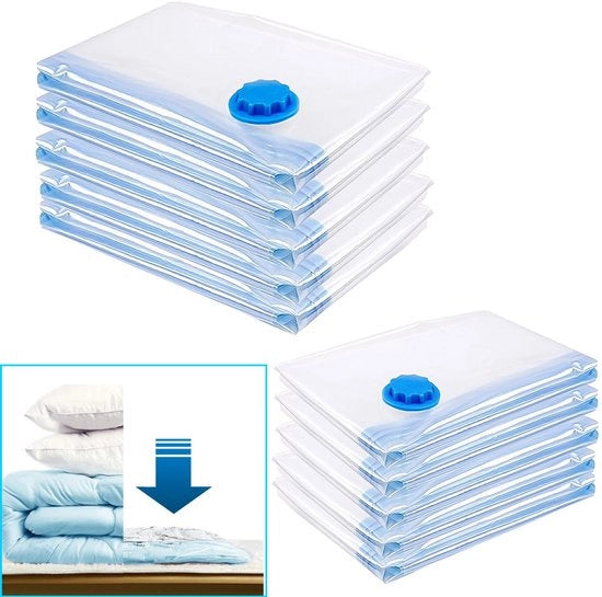 6x Borse di Stoccaggio a Vuoto 80x120cm - Risparmio di Spazio Reutilizzabili Aria Tettura Senza Odore Antimuffa per 2 Letti