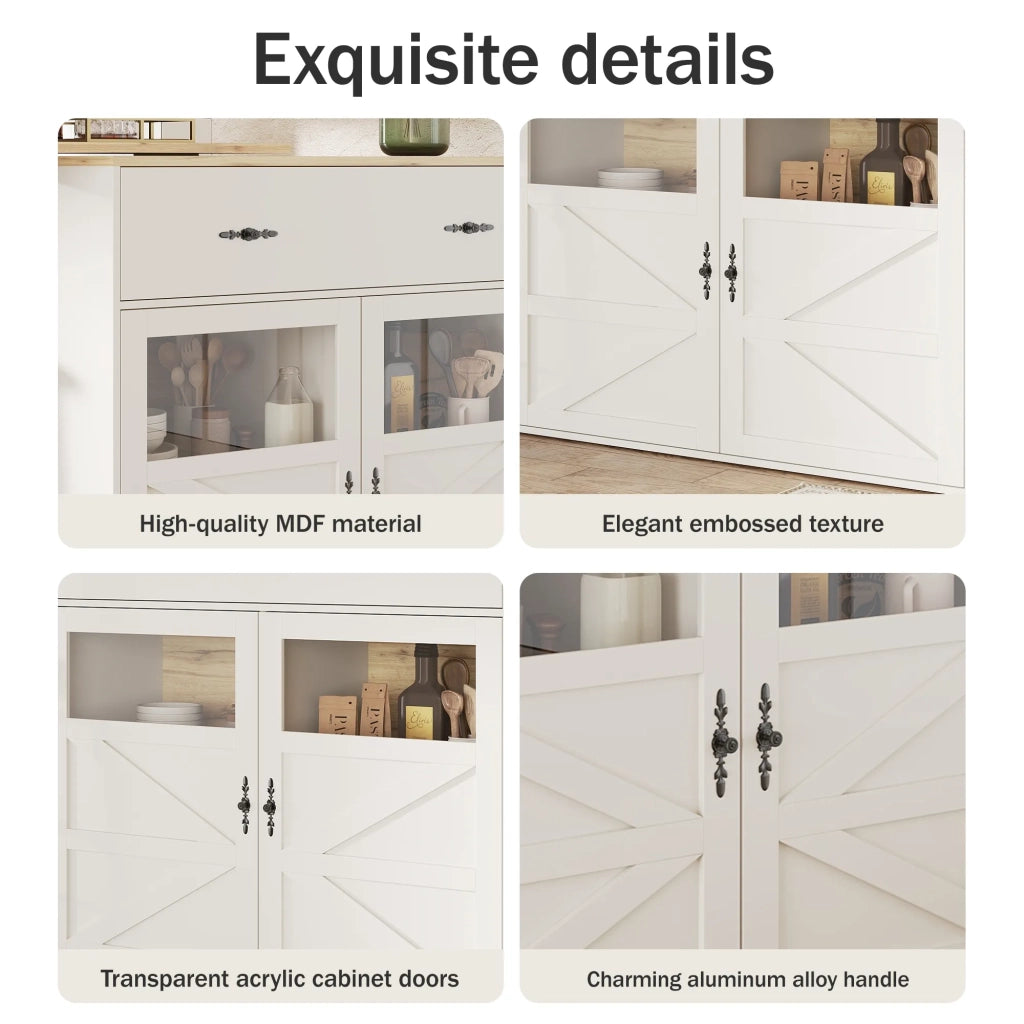 Tavolo bar allungabile bianco con ripiani, 138-204x39x104 cm, piano girevole a 360°, mobile alto moderno per cucina e bistrot