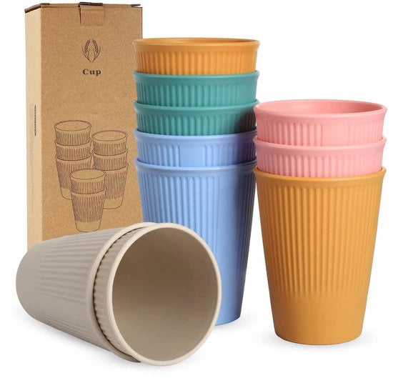 Set di bicchieri in plastica per bambini e adulti, 350ml, colore, BPA-vrij (lotto da 10)