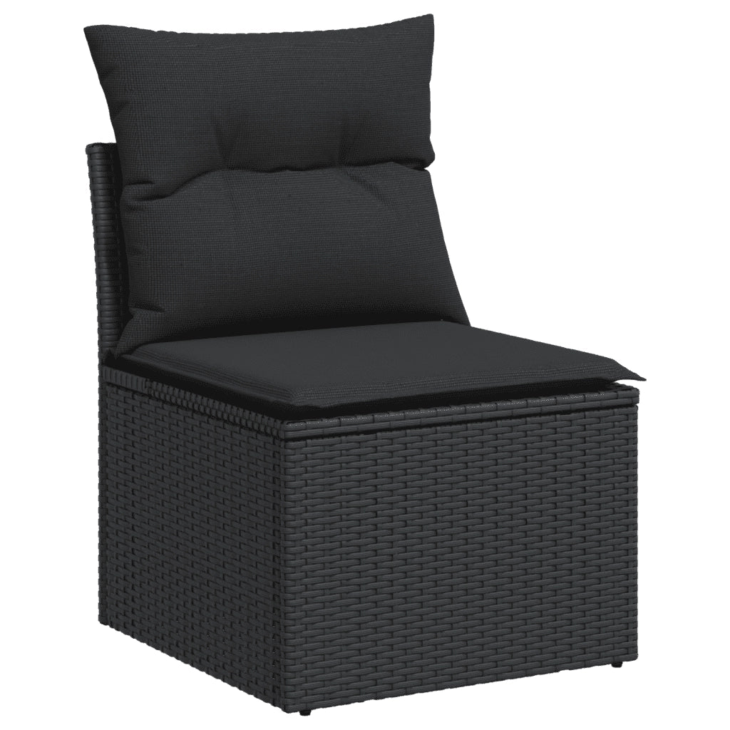 Set Divani da Giardino 10pz con Cuscini in Polyrattan Nero 3266835