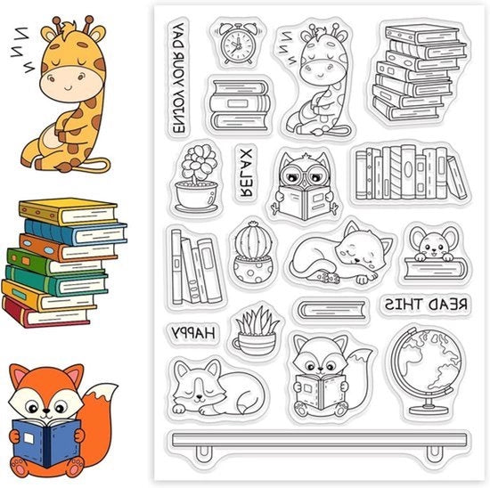 Stampe trasparenti per studi di animali - Scrapbooking - Giraffa Gatto Volpe Topo - Per classe - Mondo libri Sfera orologio - Album fotografici - Adatto a tutti gli appassionati di fai da te