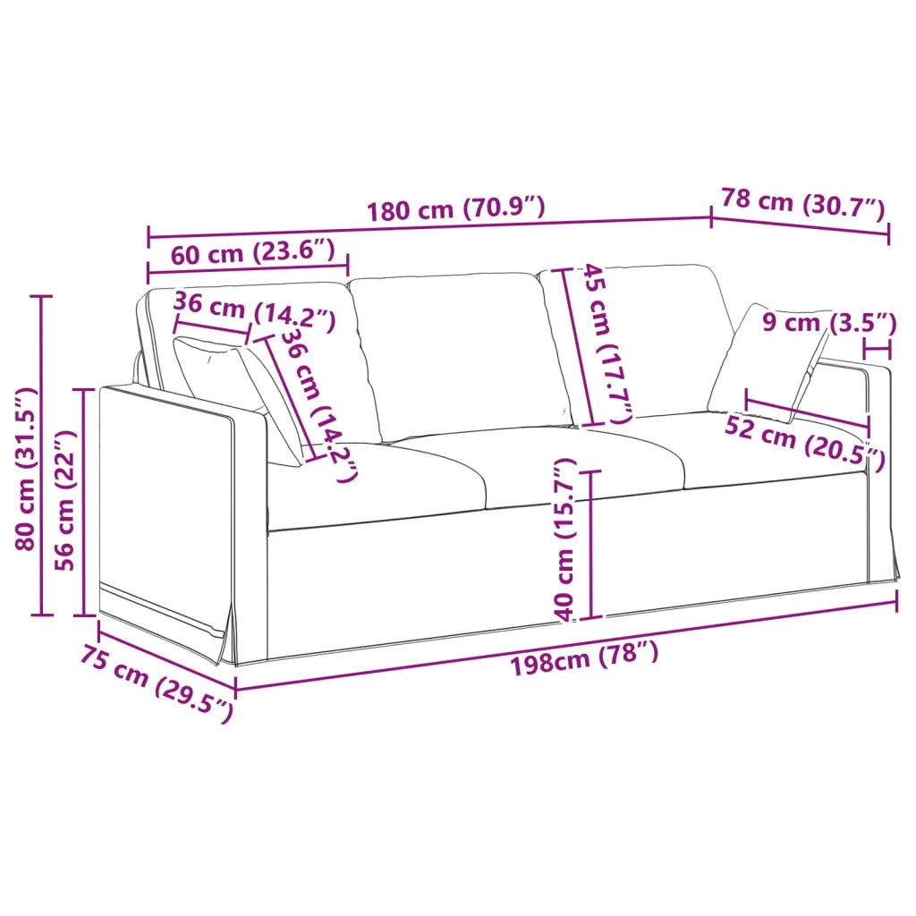 Divano Rosa 198 x 78 x 80 cm Velluto 42024435