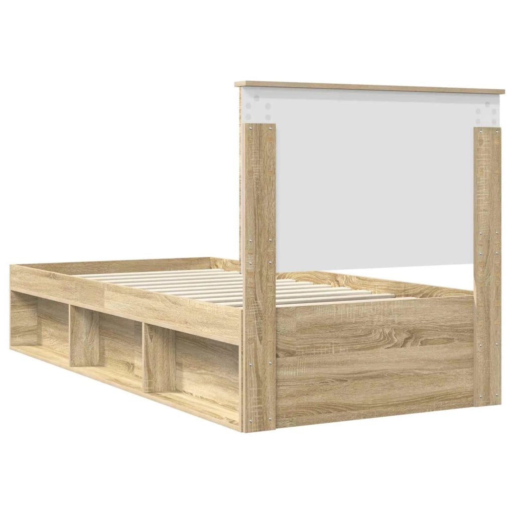 Letto singolo | Letto per adulti | Struttura del letto Rovere Sonoma 75 x 190 cm Pino massello