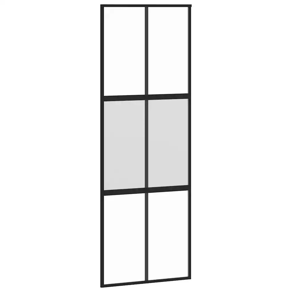 Porta Scorrevole Set Ferramenta Nera 76x205 cm Vetro Temperato 3375915
