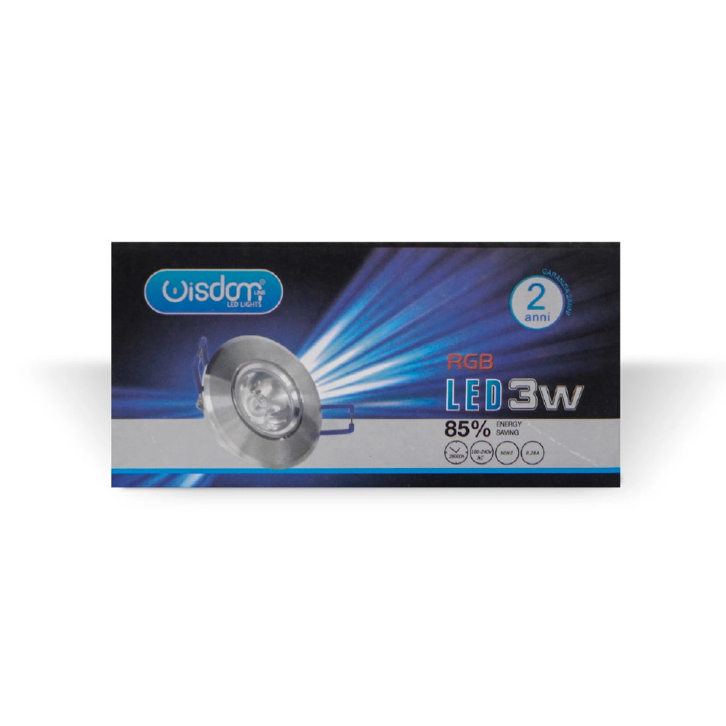 Faretto da incasso orientabile trasparente 3w luce multicolore