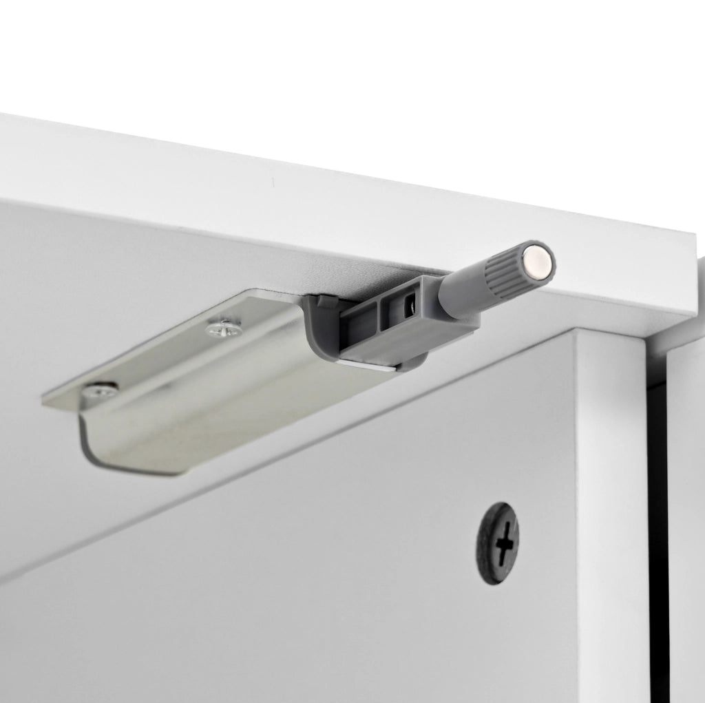 Mobile TV 180x34x30 cm con ripiano estraibile per proiettore in truciolare bianco
