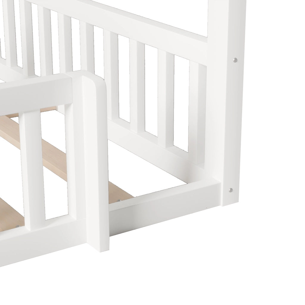 Letto Singolo per Bambini con Sponde e LED ¨C MINIMAL ¨C Pino Bianco 90x190 cm