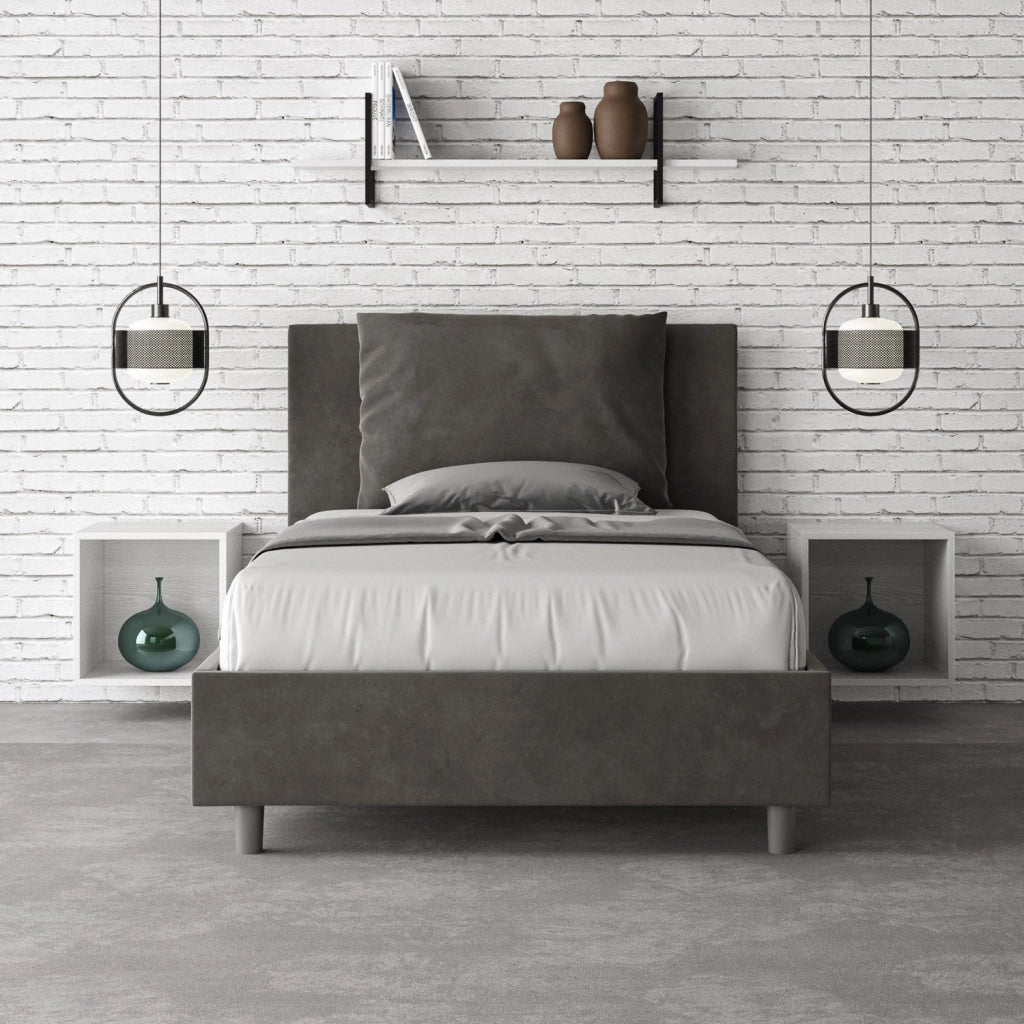 Letto 1 Piazza e Mezzo 130x200 cm Senza Rete Antea Grigio