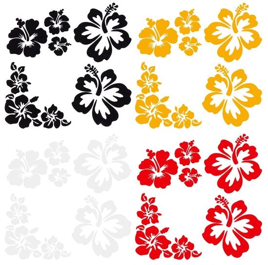 Sticker Hibiscus Bloem Auto - Sticker Riflettente - Adesivi Acqua-Resistenti - Decalcomanie Decorative - Adatti per Auto, SUV, Camion e Motocicletta