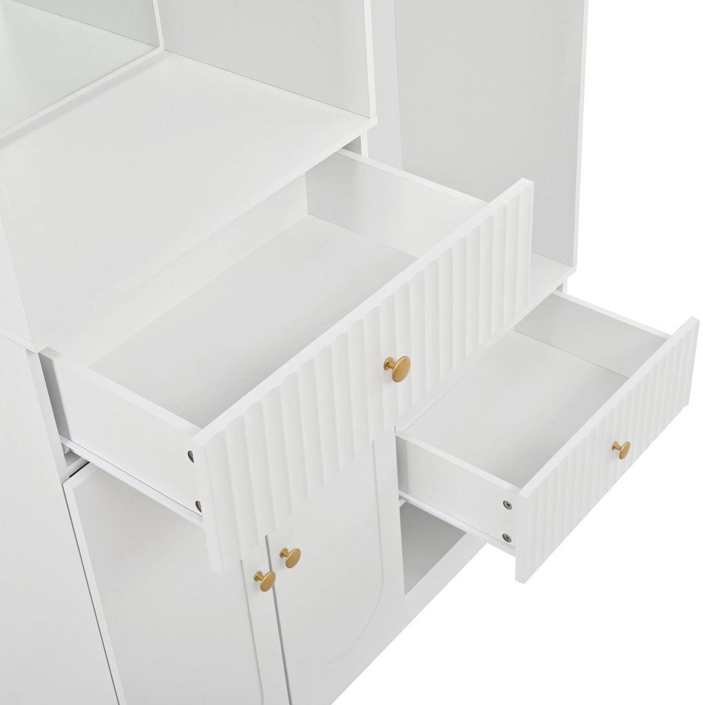 Guardaroba da ingresso 100x35x180 cm con specchio; panca e LED bianco HOMVRA