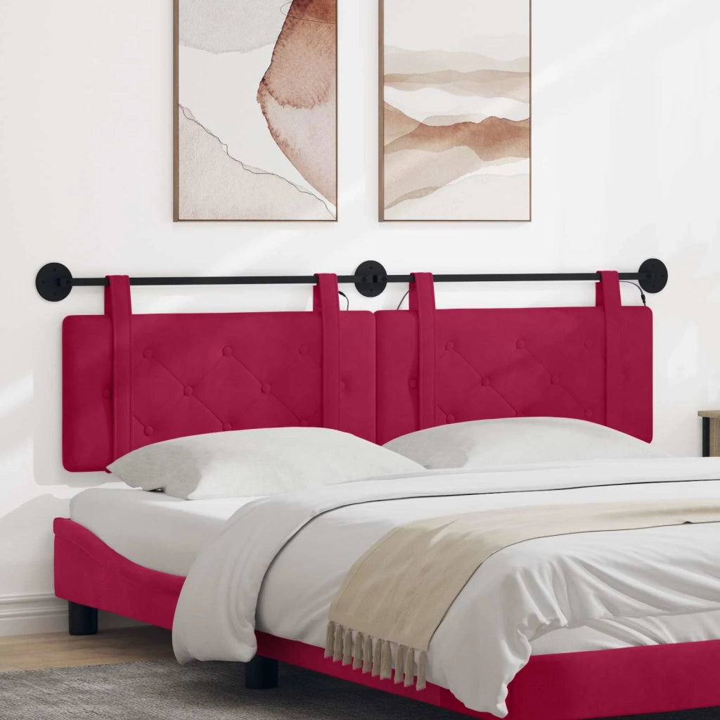 Testiera | Testata sospesa Con luce LED Rosso Vino Velluto