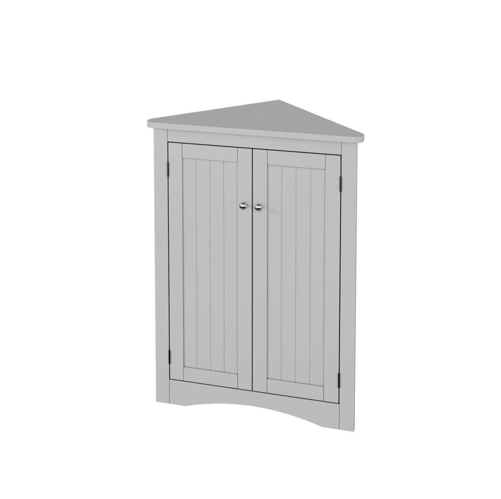 Armadio angolare grigio per bagno in MDF con 2 ante e 3 ripiani, 61,5 x 80 cm