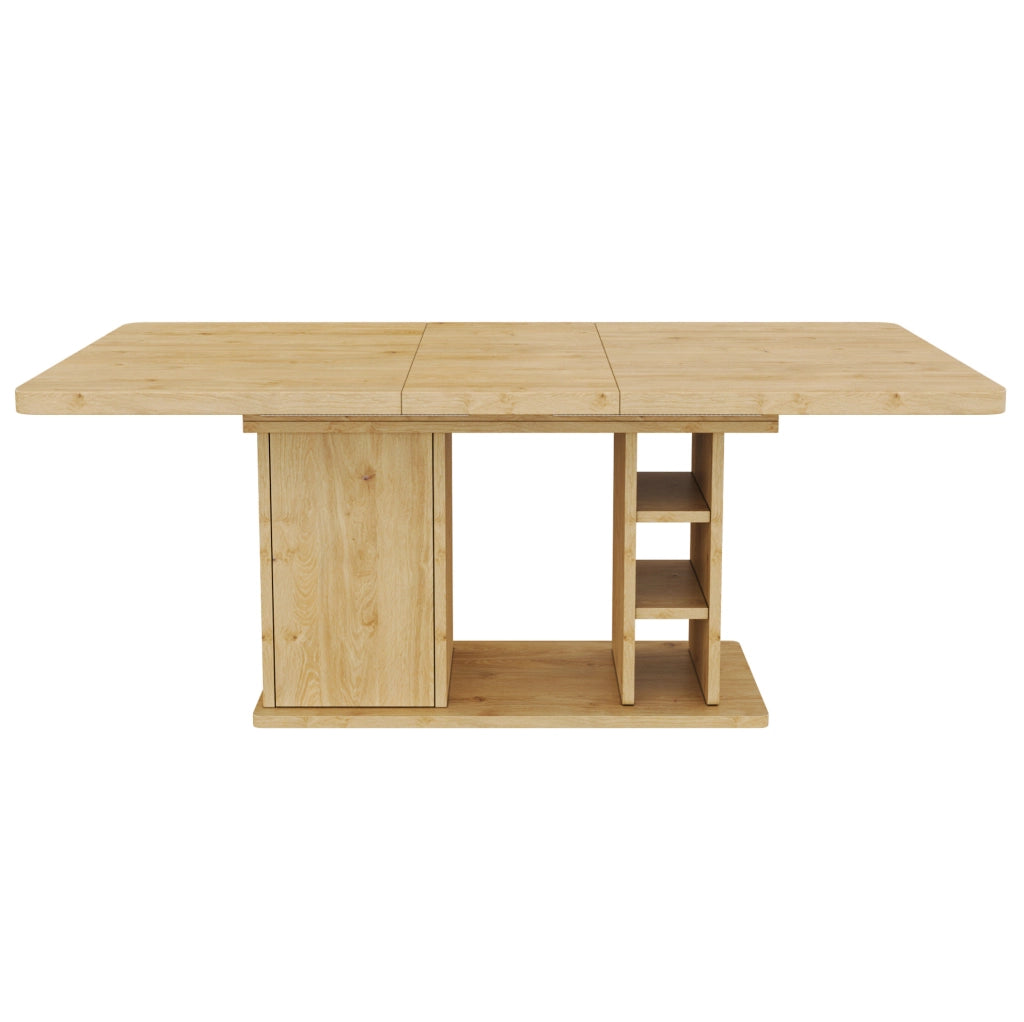Tavolo da Pranzo Estendibile 140/180x80 cm con Spazio Portaoggetti in MDF, Colore Rovere