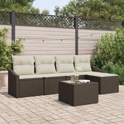 Set di divani con cuscino 6 pcs Marrone polyrattan 3346688