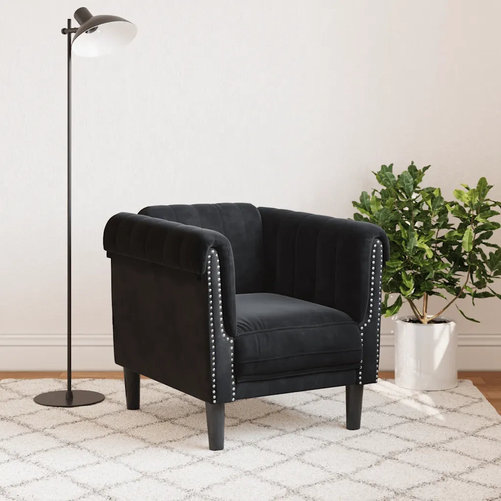 Poltrona | Sedia Relax Nera in Velluto