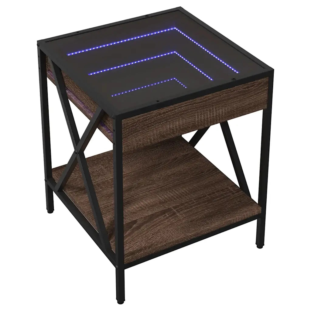 Tavolino da Salotto con LED Infinity Rovere Marrone 40x40x49 cm 847696