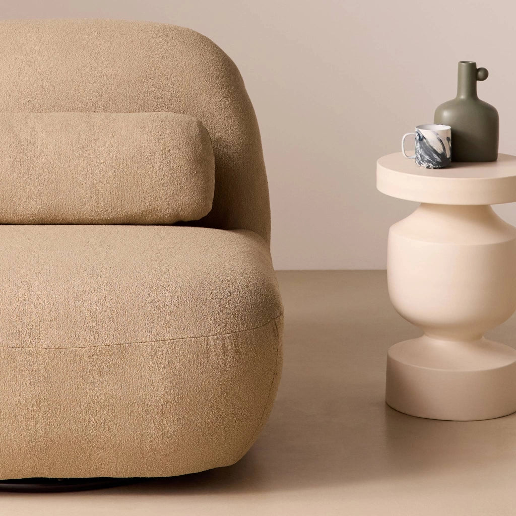 Poltrona girevole 360° bouclé, beige