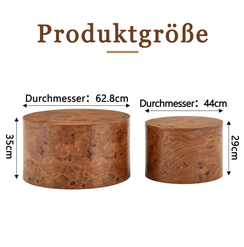TAVOLI da caffè nesting Set da 2 pezzi MDF marrone con contenitore