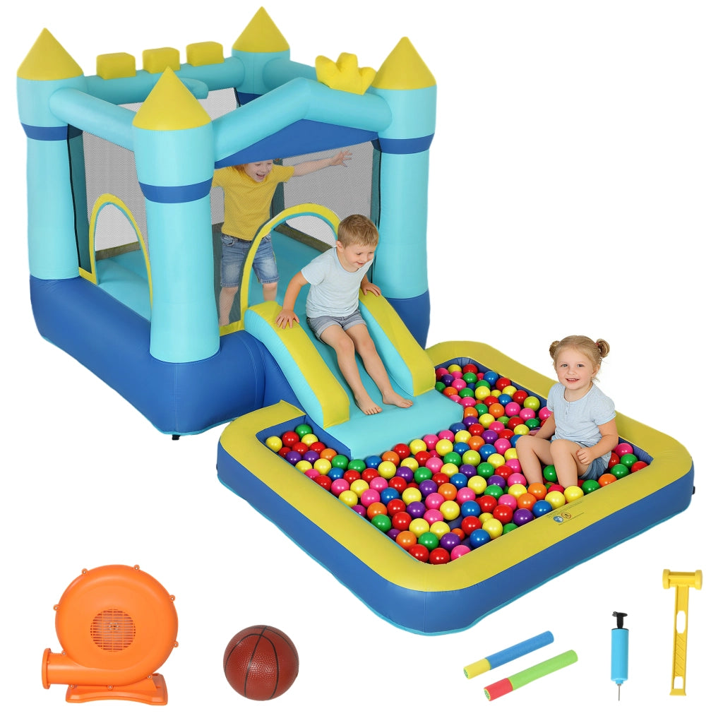 Castello Gonfiabile per Bambini con Scivolo e Canestro ¨C Zephmum ¨C Blu