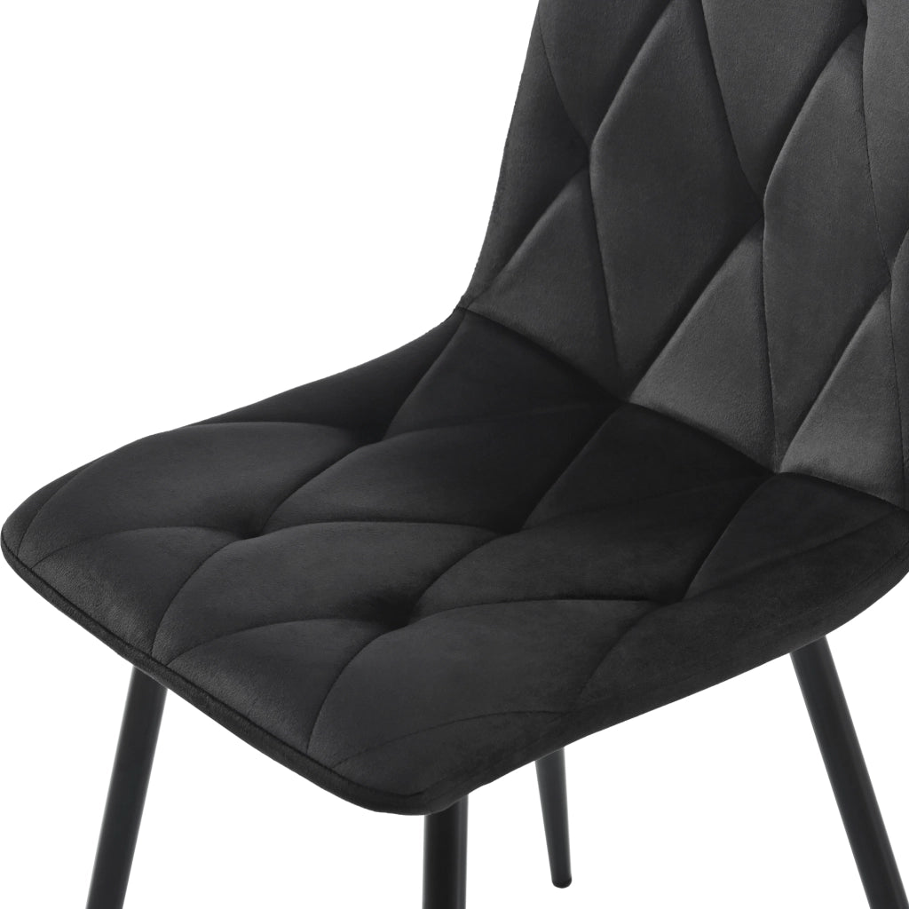 SEDIA da pranzo in velluto nero Set da 4 pezzi