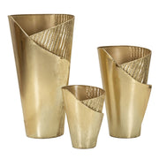 Set di 3 Vasi Decorativi VKH423, Oro, Metallo, 39x42x75 cm