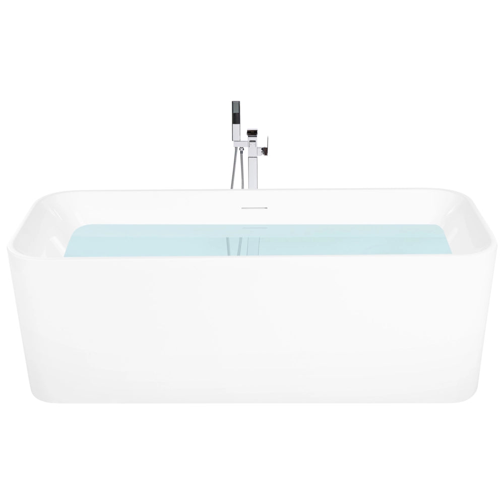 Vasca da bagno freestanding ovale moderna in acrilico bianco 1700 x 700 mm con sistema di troppo pieno