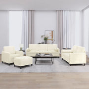 Set di Divani 4 pz con Cuscini Crema in Velluto