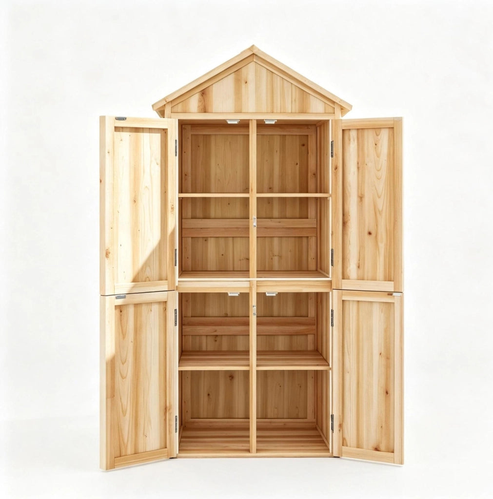 Capanno da giardino in legno di abete con tetto spiovente in asfalto, armadio esterno per utensili 82x50x190 cm
