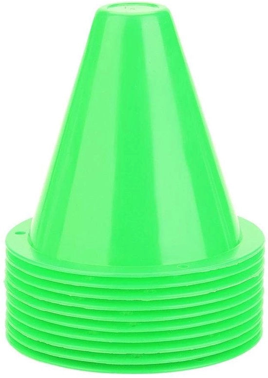 Agilità cono - Cono di allenamento - Cono di allenamento per calcio - Cono di allenamento per bambini e adulti - Verde - Cono di allenamento in plastica - Cono di allenamento con supporto - Adatto per bambini e adulti - 10 pezzi