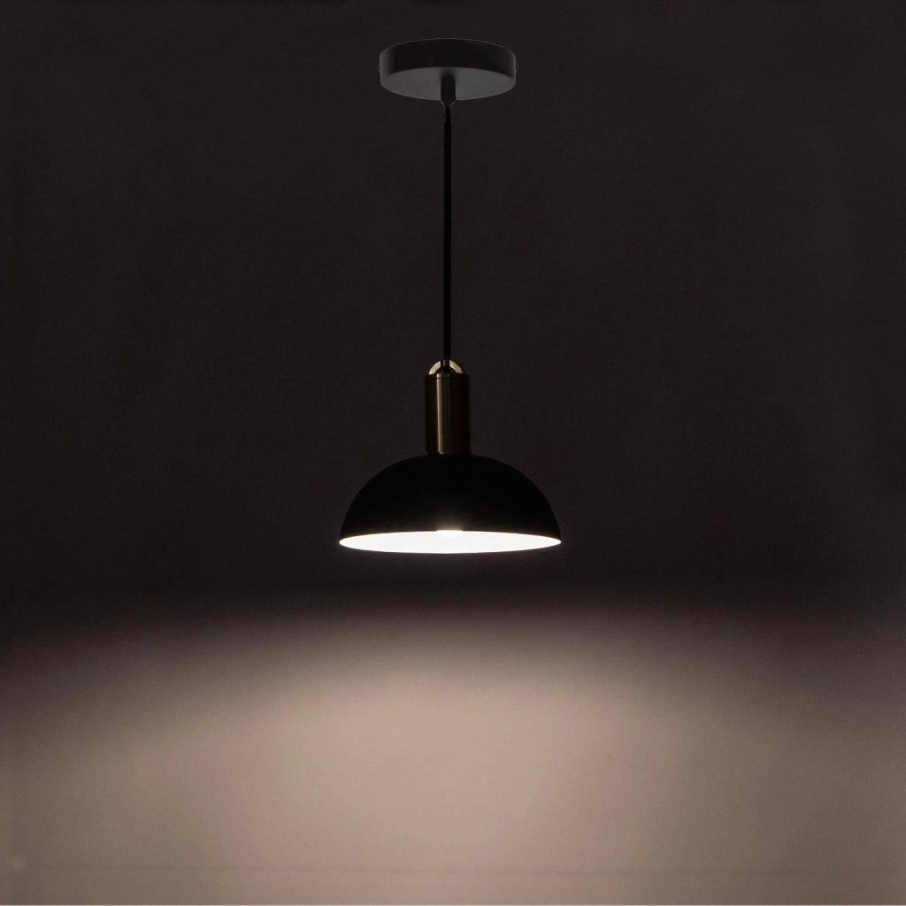 Lampada a Sospensione Spica in Metallo Nero Opaco con Cavo Regolabile e Attacco E27 per Illuminazione d'Interni Elegante e Moderna