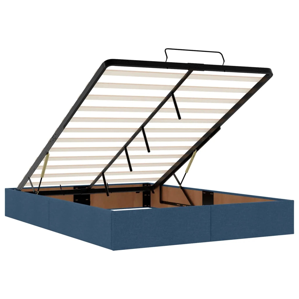 Letto Ottomano con Materasso e LED Blu 160 x 200 cm Tessuto 3458089