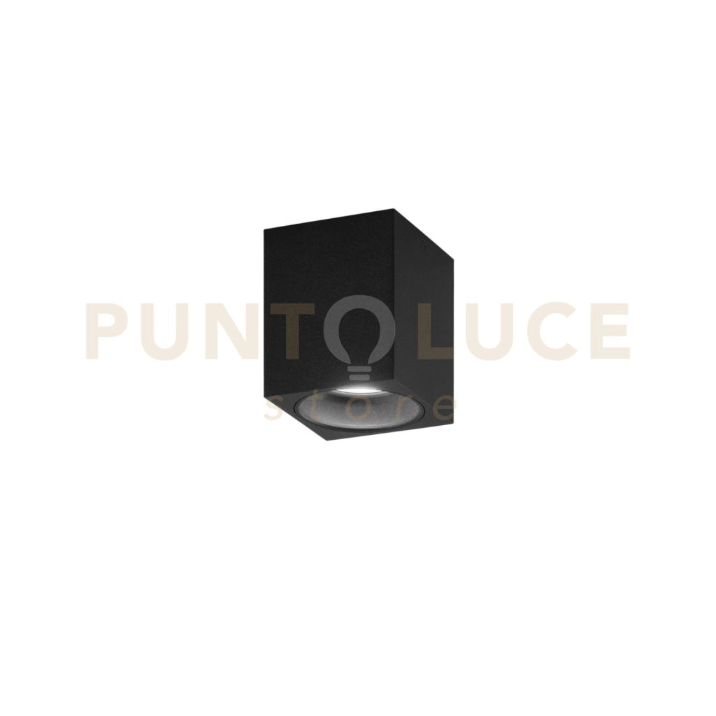 PLAFONIERA TOWN NERA QUADRATA 1 LUCE ATTACCO GU10 8X8X10CM