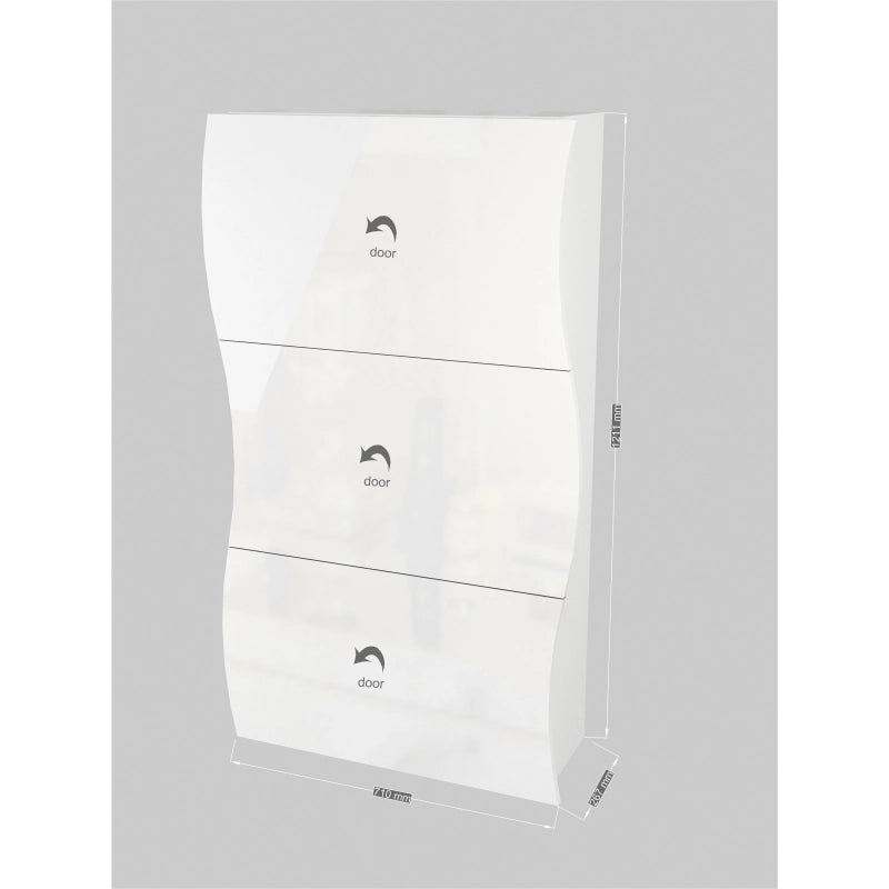 Scarpiera Onda 3 Ante a Ribalta 71x121x26,6 cm – Bianco Lucido