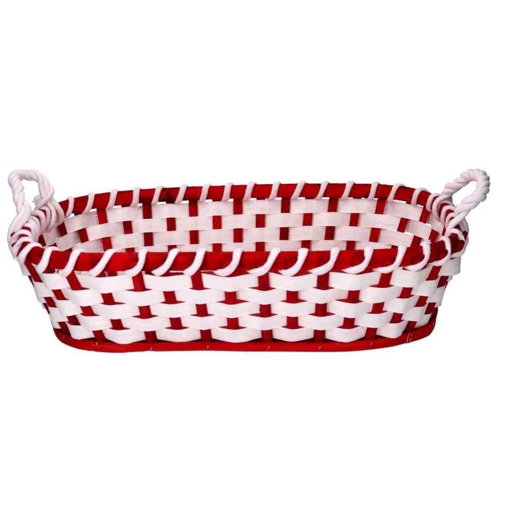 Cesto vimini rosso ovale cm50x38h13
