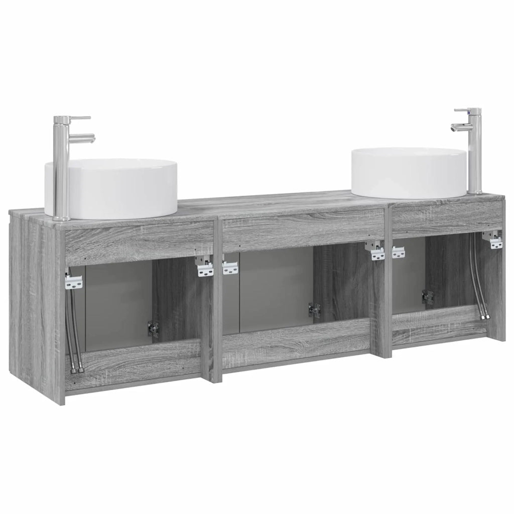 Set di Armadi da Bagno 3 pz Sonoma grigio 161,5 x 44,5 x 80 cm