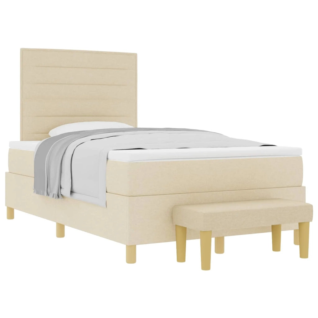 Letto a molle con testiera Crema 200 x 120 cm Tessuto 3344217