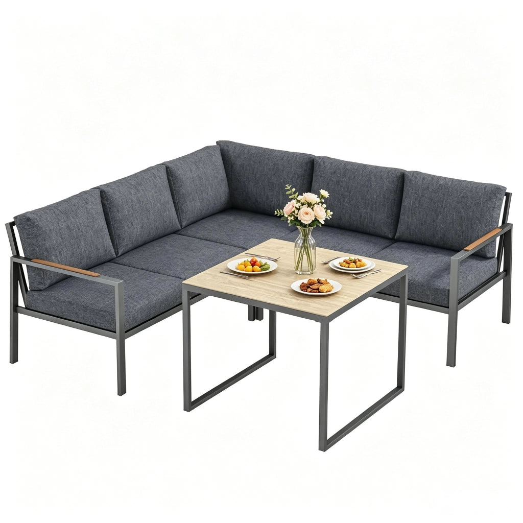 Set divani da giardino ¨C Minimal ¨C polyrattan grigio 3 posti con cuscini