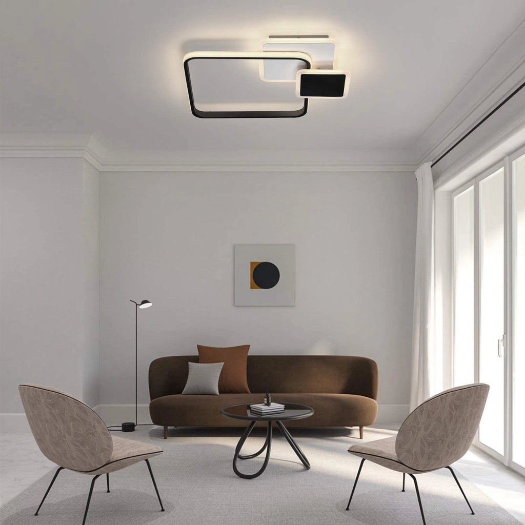 ZMH Lampada da soffitto LED moderna quadrata nera telecomando per ufficio corridoio