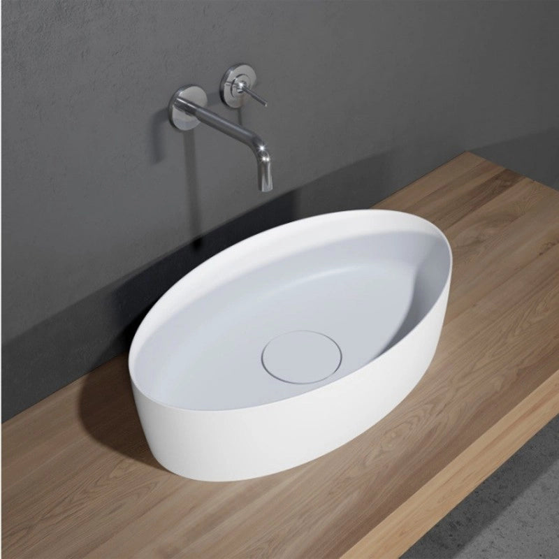 Lavabo da appoggio bianco opaco THIN OVAL RIHO 58x35 cm solid surface