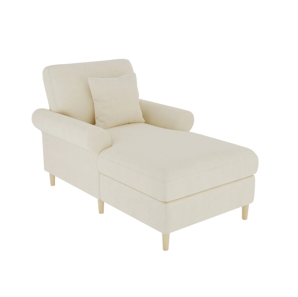 Poltrona relax reclinabile in velluto beige con cuscino